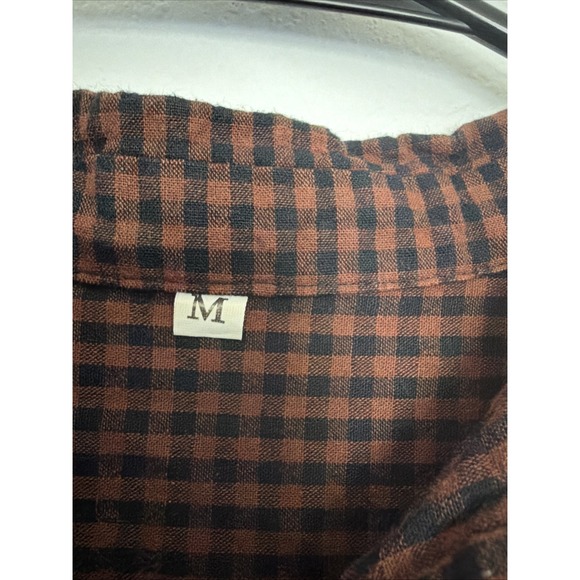 SHEIN Tiered Babydoll 100% Cotton Mini Dress Brown 3/4 Sleeve Minimalist Sz M - Picture 4 of 6